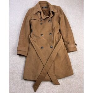 Lauren Ralph Lauren Camel Wool Blend Double Breasted Belted Trench Coat 6